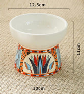KUTKUT Ceramic Cat Food Or Water Bowl, Raised Cat Feeder Dishes with Stand, Elevated Pet Food Bowl for Small Dogs and Cats, Stress Free Backflow Prevention, Anti Vomiting & Reduce Neck Burden